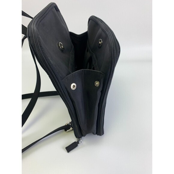 Vintage Nine West Mini Backpack Black Zip Around Rectangle Flat Snap Microfiber - Picture 9 of 15